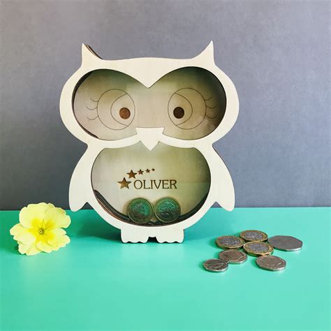 Owl Money Box Personalised Children Money Box Piggy Bank Etsy