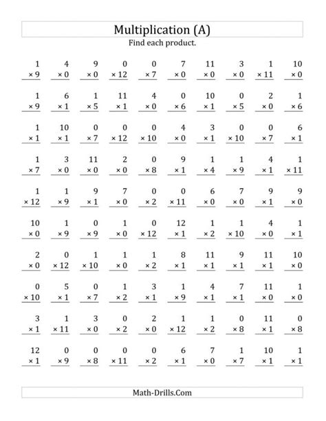 Multiplying 1 To 120 And 1 A Free Printable Multiplication Speed