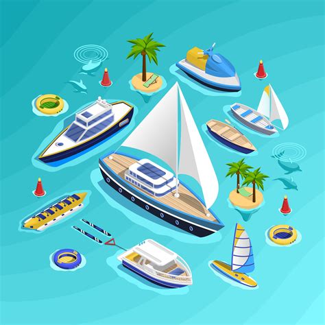 Water Transport Isometric Collection 481402 Vector Art At Vecteezy