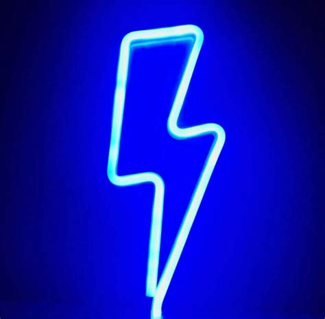 Blue Lightning Bolt Night Lights Led Neon Signs Usb Battery Etsy