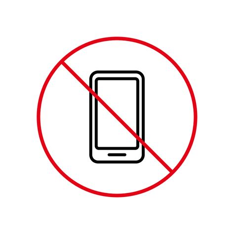 No Smartphone Black Line Ban Icon Telephone Cellphone Forbidden