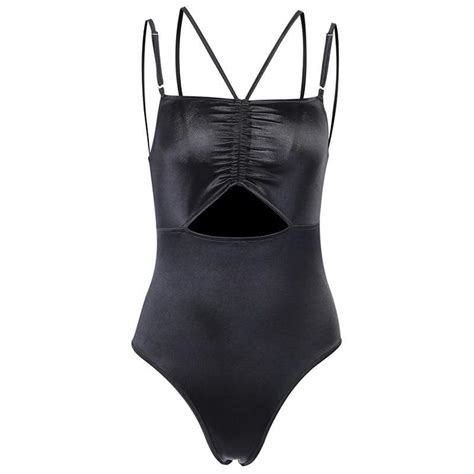 Black Spaghetti Strap Bodysuit Kinky Cloth