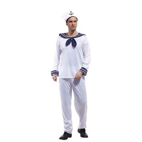 White Color Mens Halloween Sailor Costumes Navy Uniforms Cosplay