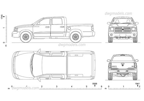 Dodge Dakota In Autocad With Dimensions Dwg File