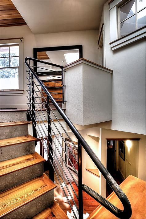 Metal And Cable Railing On Contemporary Staircase Contemporary