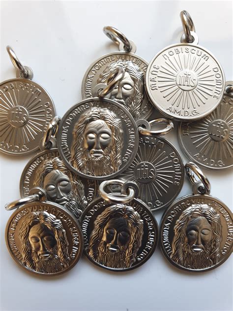 Lot Of 10 Holy Face Of Jesus Medals 18 Cm Matt Nickel Etsy