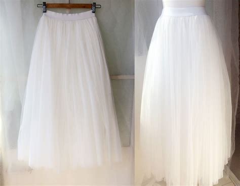 White Long Tulle Skirt White Wedding Tulle Skirt Plus Size White Tulle