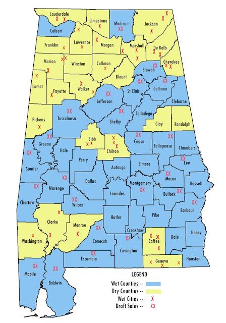 Dry V Wet Counties In The State Of Alabama