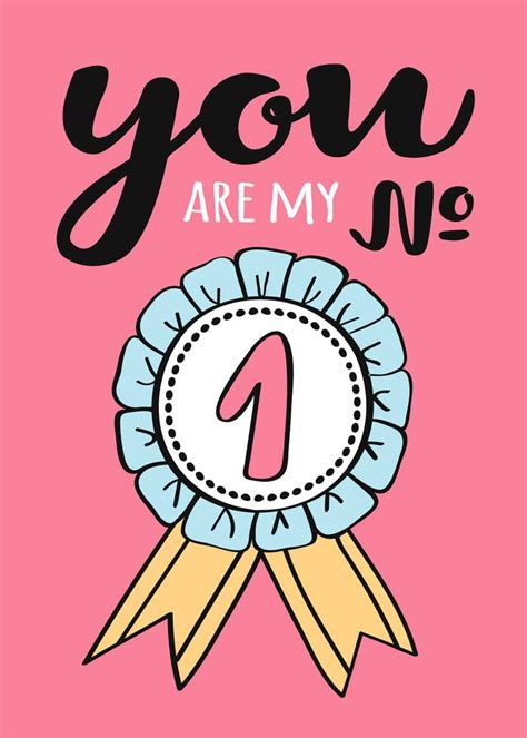 Hand written lettering You are my number one - for Valentines day card