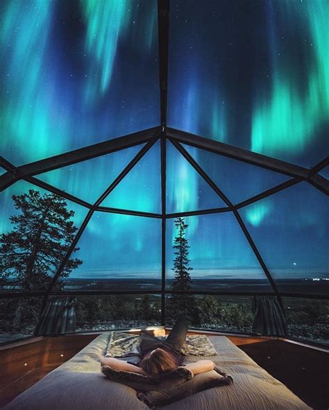 The Northern Lights As Seen From A Glass Igloo Village In Lapland