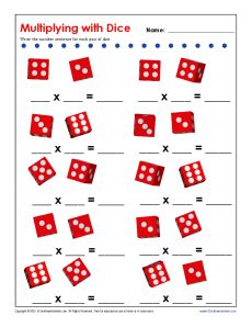 Take the sum of the two numbers and multiply it by three. Multiplying With Dice | Multiplication Facts Worksheets ...