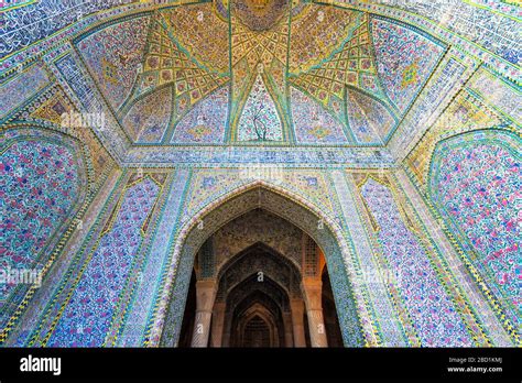 Walls And Ceiling Covered With Colorful Faience Tiles Vakil Mosque