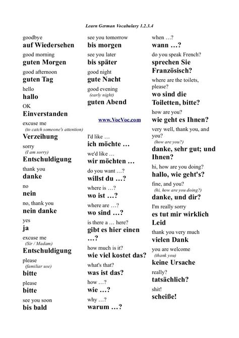Learn German Vocabulary 1234