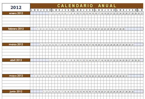 Calendario mensual 2012 excel - Imagui