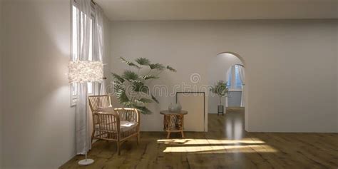 Living Room Interior Design Plant 3d Render 3d Illustration Stock