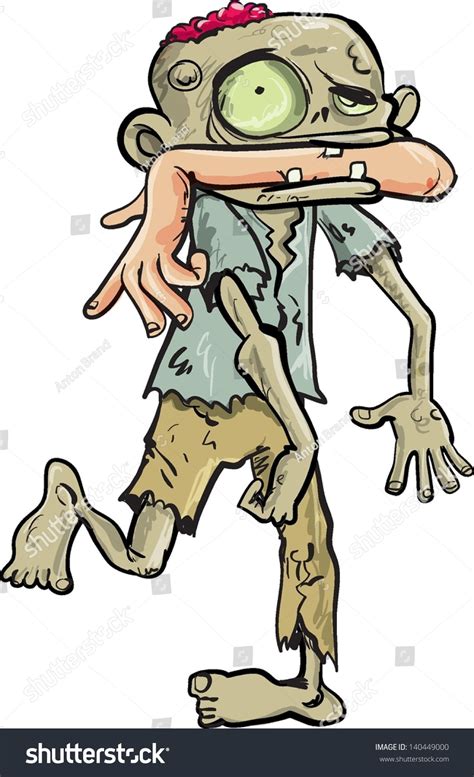 Cartoon Zombie Carrying Human Arm His Vector De Stock Libre De