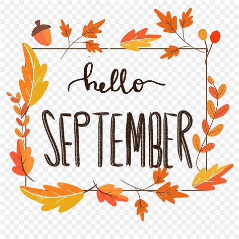 Hello September Clipart Vector Letterig Hello September Decorated With
