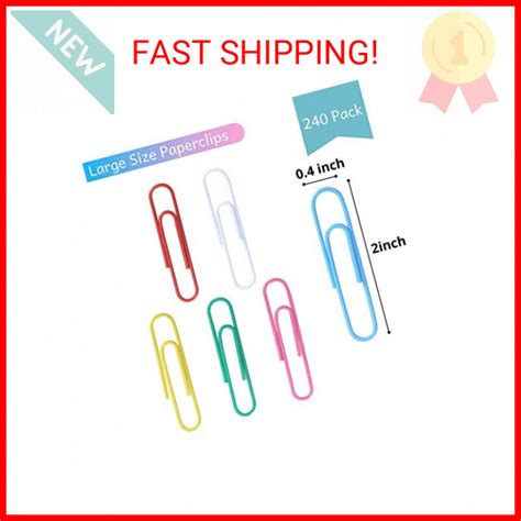 Mr Pen Paper Clips 2 Inch 240 Pack Large Colored Paper Clips