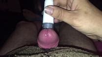 Handheld Vibrating Massager On The Frenulum Brings Makes My Uncircumcised Cock Grow And Burst