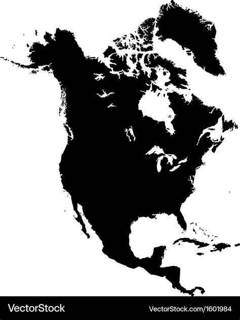 Black North America Map Royalty Free Vector Image