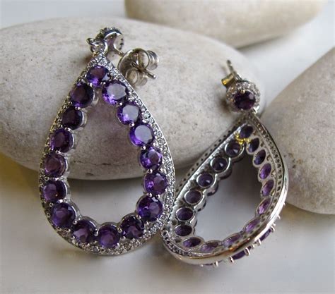 Purple Amethyst Cluster Earring Boho Beaded Hoop Earring Purple