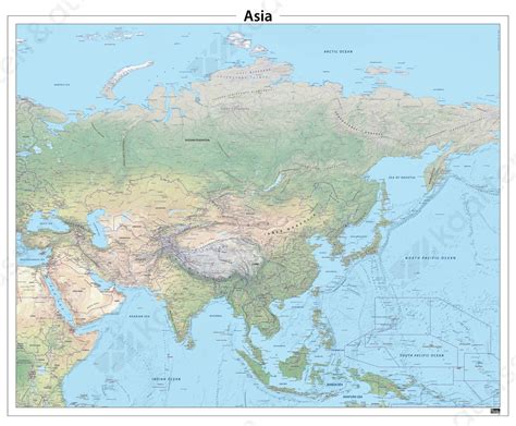 Azië natuurkundige kaart 637 | Kaarten en Atlassen.nl