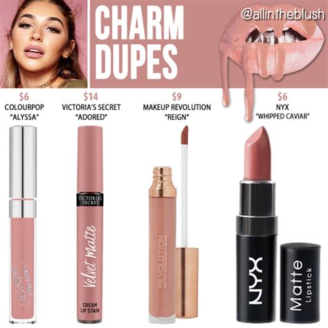 Kylie Cosmetics Charm Lipstick Dupes Velvet Lip Kit All In The Blush