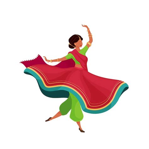 Premium Vector Woman In Flowing Sari Flat Color Faceless Character
