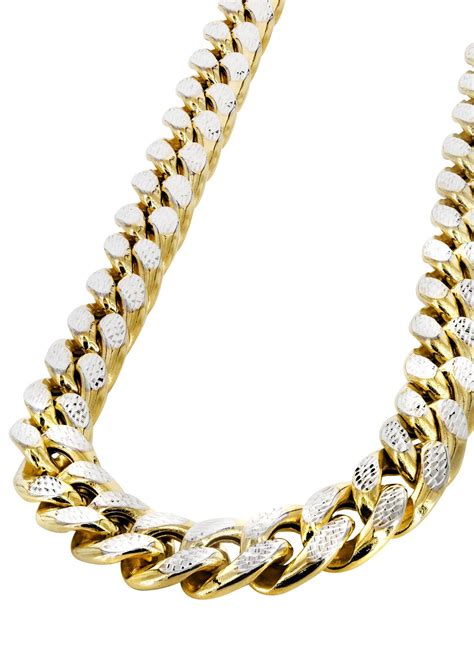 It exudes machismo and makes it clear its wearer is not to be underestimated. 14K Gold Chain - Hollow Diamond Cut Miami Cuban Link Chain ...