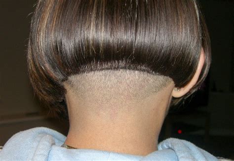 No Guard On The Clipper Give This Short Buzzed Nape Shaved Bob Shaved