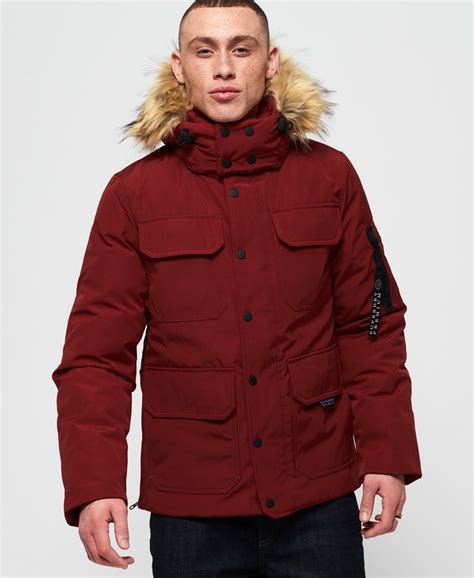 Mens Premium Hideout Down Jacket In Red Superdry Uk