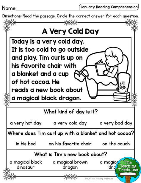 January Reading Comprehension Passages For Kindergarten And First Grade