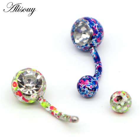 Alisouy 1pc Hot Stainless Steel Body Piercing Jewelry Crystal