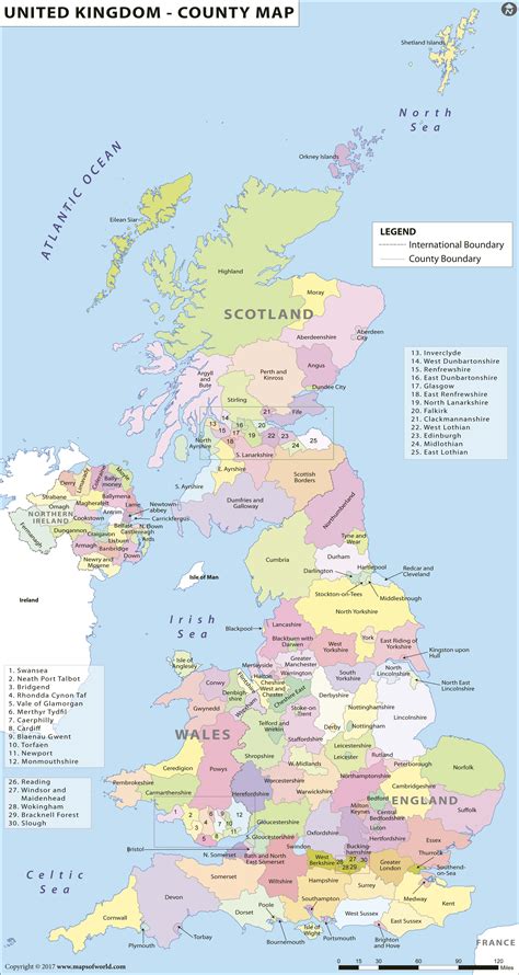 United Kingdom County Wall Map By Maps Of World Mapsales