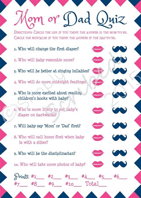 Baby Shower Questions For Dad Printable Baby Shower Game Mom Or Dad