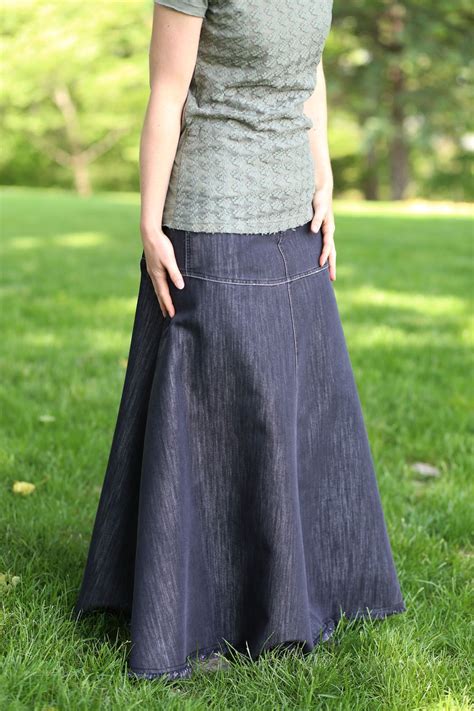 Flowing Chambray Modest Skirt Long Denim Skirt Size 8 18 Modest