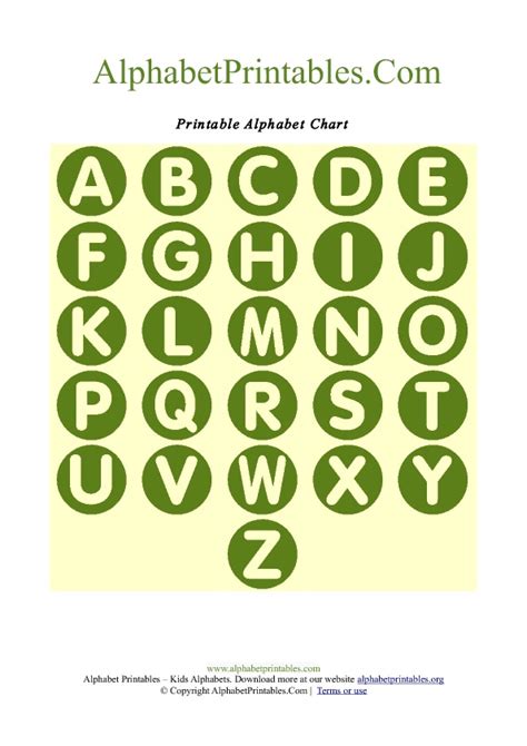 Circle Shaped A Z Letter Chart Templates Alphabet Printables Org