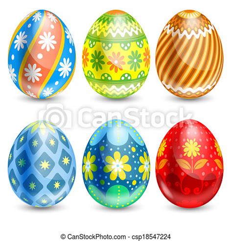 Set Of Beautifully Painted Easter Eggs Canstock