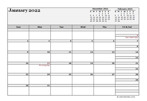2022 Monthly Planner Template Landscape Free Printable Templates