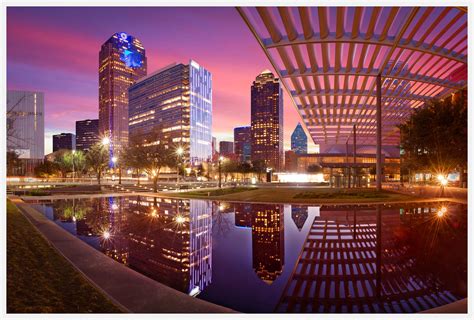 Dallas Arts District At Sunset With Reflection