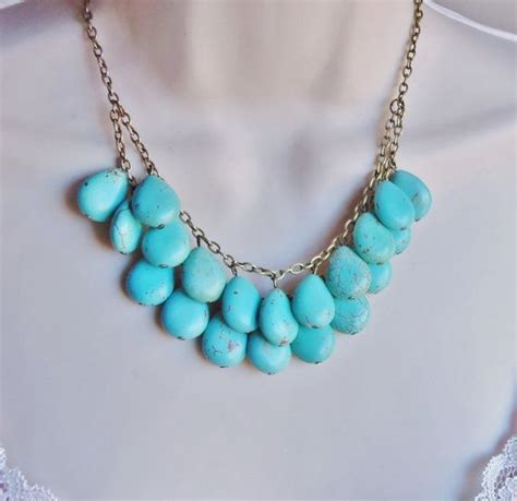 Turquoise Statement Necklace Layered By Lakeshorecreations U