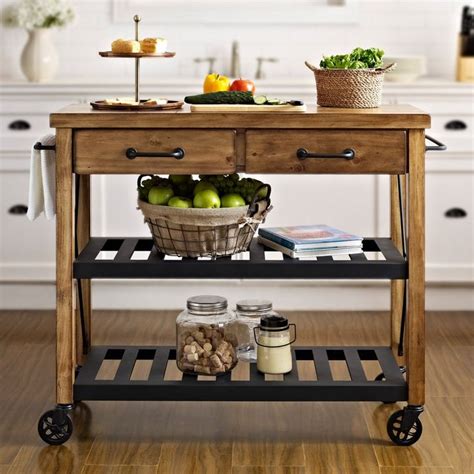 Fresnay kitchen island with wooden top. Crosley Roots Rack Industrial Kitchen Cart - Kitchen ...