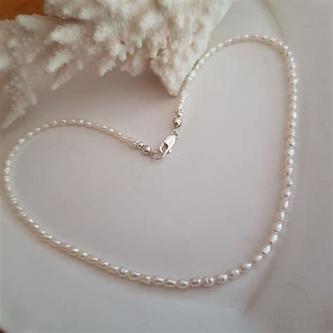 Tiny Freshwater Pearl Choker Necklace Simple Pearl Bridal Etsy