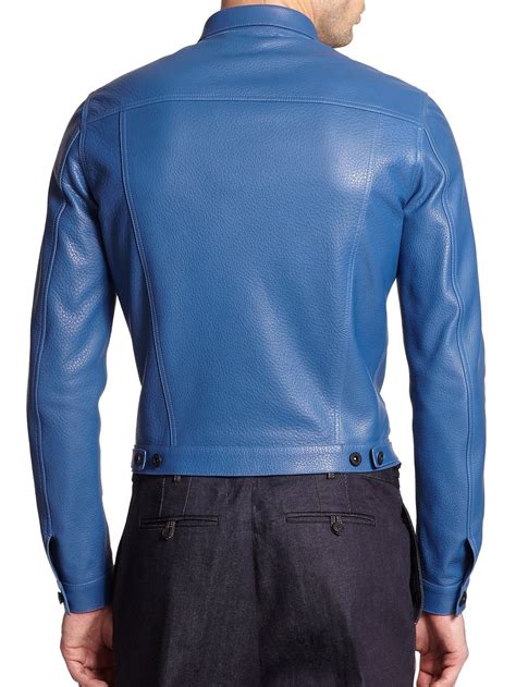 Handmade Mens Blue Leather Jacket Mens New Blue Biker Leather Fashion Jacket Outerwear