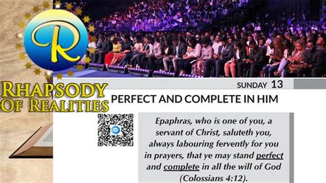 Rhapsody Of Realities Devotional Sunday September 13 2020 Perfect And Complete In Him