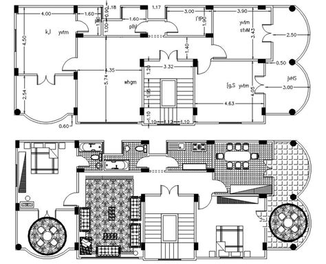 Autocad 2 Bhk House Plan With Dimensions Cadbull