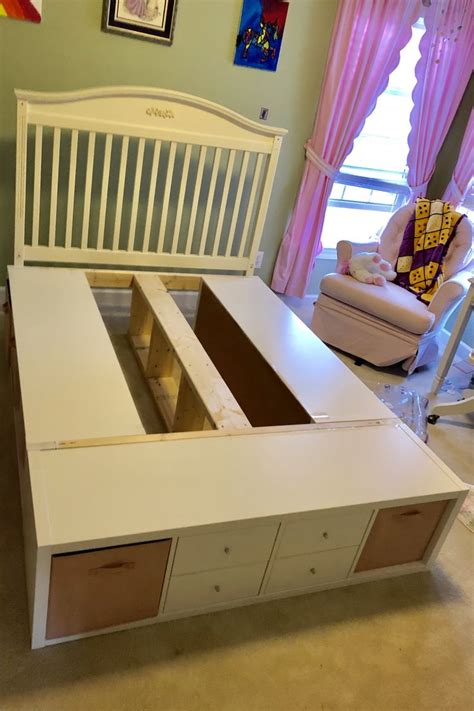 IKEA Kallax full size bed | Bed frame with storage, Full bed with