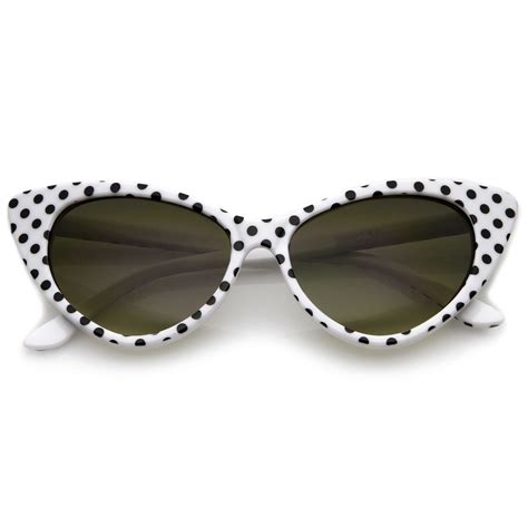 Sunglassla Womens Retro Polka Dot Oversize Cat Eye Sunglasses 50mm