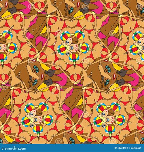 Abstract Seamless Pattern Of The Bodies Of Girls In Bikinis Stock