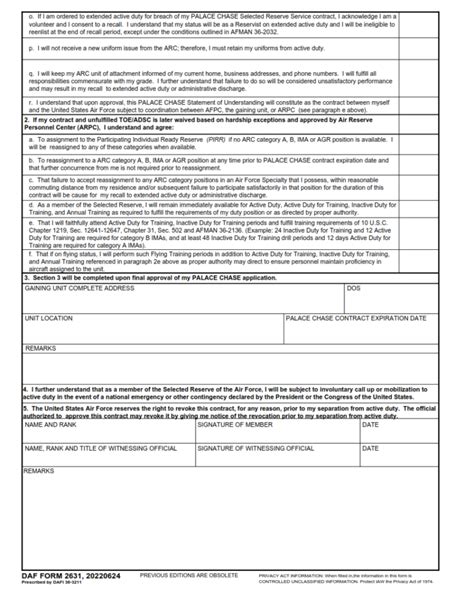 Daf Form 2631 Palace Chase Statement Of Understanding Origin Form